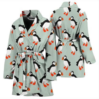 Puffin Pattern Print Design A03 Women Bathrobe