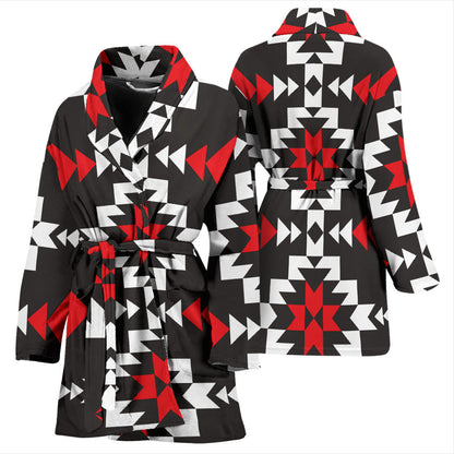 Navajo Pattern Print Design A02 Women Bathrobe