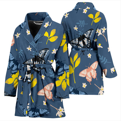 Monarch Butterfly Pattern Print Design 02 Women Bathrobe