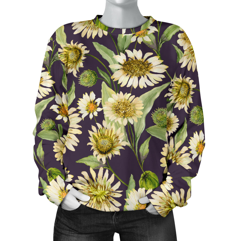 Daisy Vintage Print Pattern Women Long Sleeve Sweatshirt