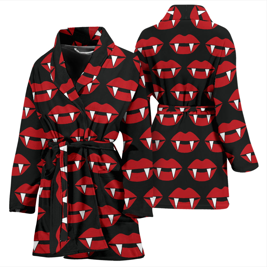 Vampire Lips Print Design LKS302 Women Bathrobe