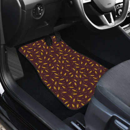 Agricultural Gold Wheat Print Pattern Car Floor Mats Front Back