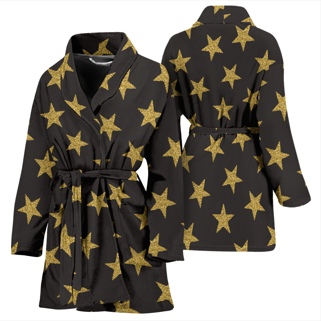 Star Gold Print Design LKS302 Women Bathrobe