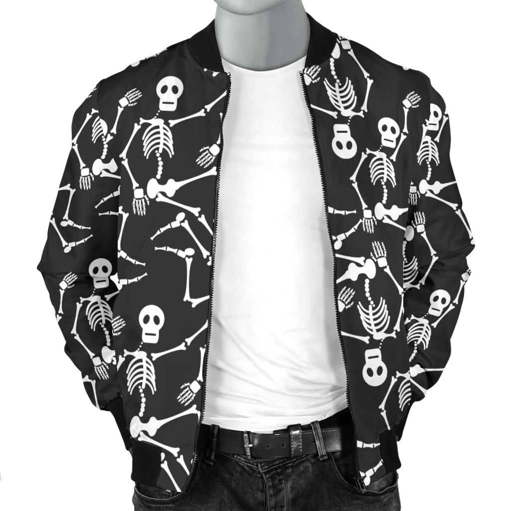 Skeleton Themed Print Men Bomber Jacket