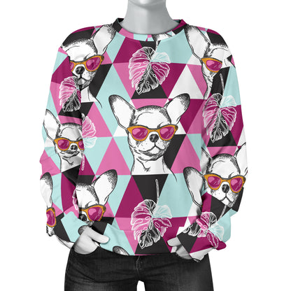 Chihuahua Cute Triangle Pattern Women Long Sleeve Sweatshirt