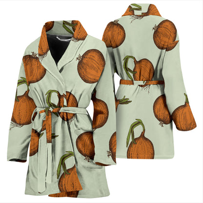 Onion Pattern Print Design A05 Women Bathrobe