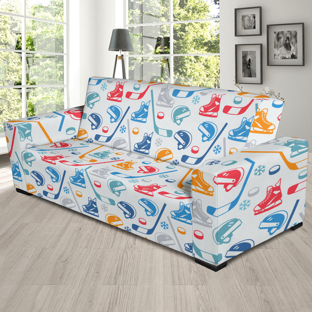 Hockey Equipment Print Design LKS301 Sofa Slipcover