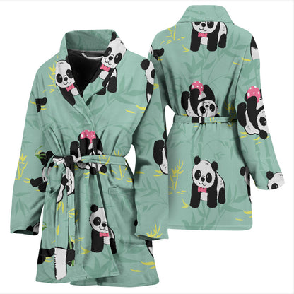 Panda Pattern Print Design A05 Women Bathrobe