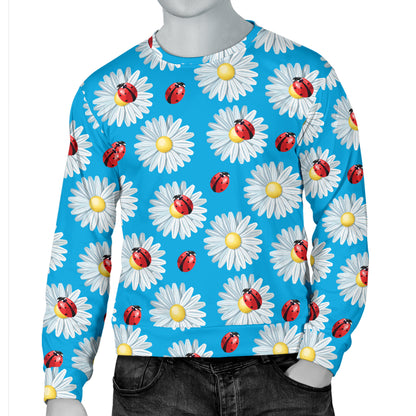 Ladybug with Daisy Themed Print Pattern Men Long Sleeve Sweatshirt