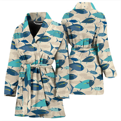 Tuna Fish Print Design LKS302 Women Bathrobe