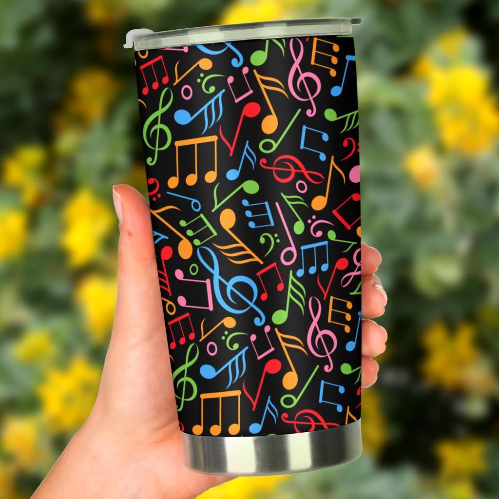 Music Note Colorful Themed Print Tumbler