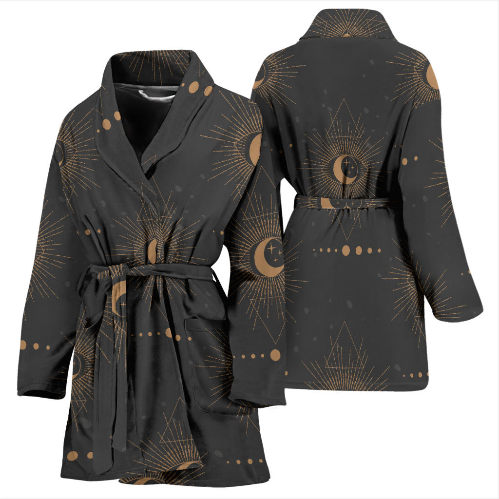 Moon Boho Pattern Print Design 02 Women Bathrobe