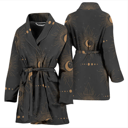 Moon Boho Pattern Print Design 02 Women Bathrobe