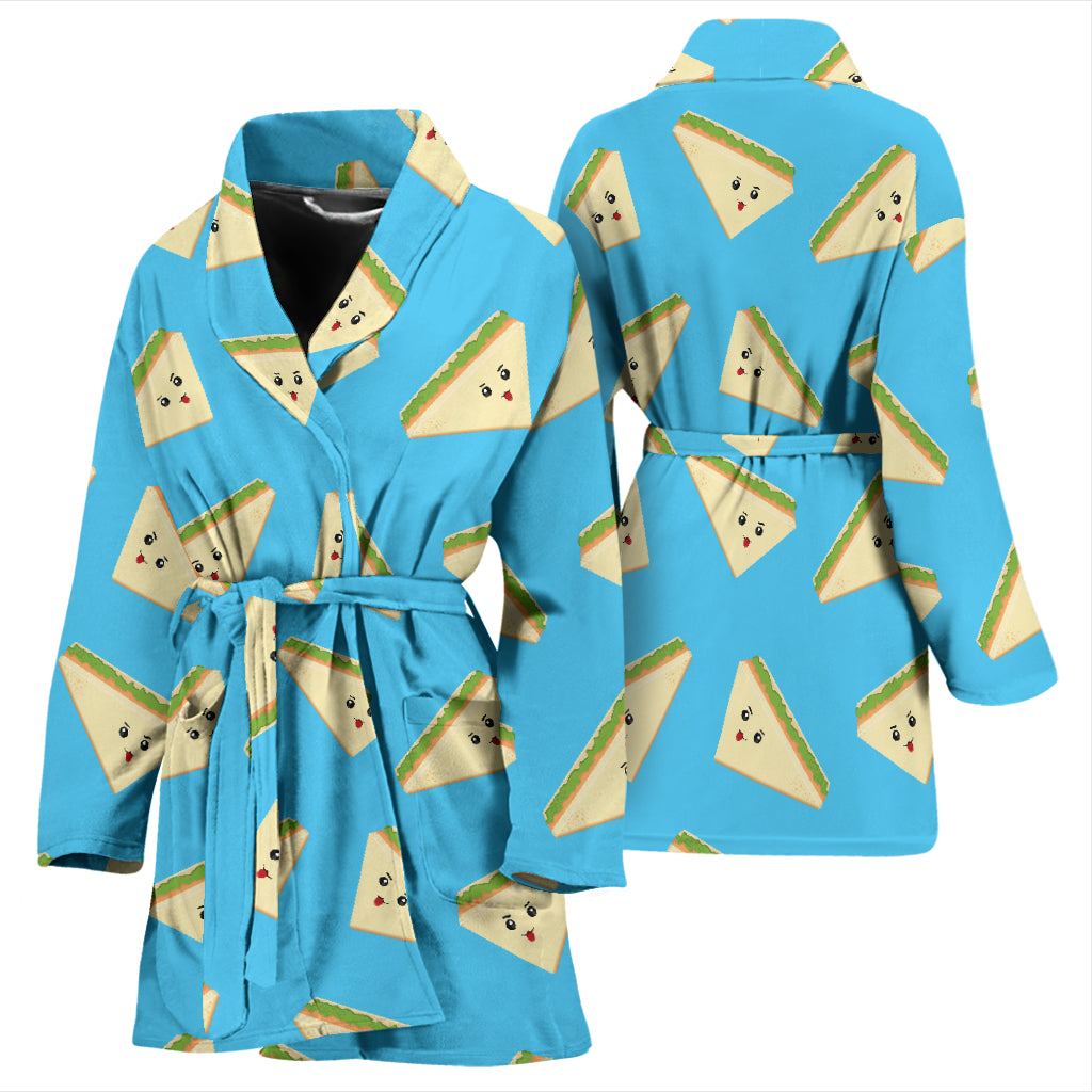 Sandwich Emoji Print Design LKS305 Women Bathrobe
