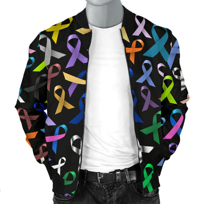 Breast Cancer Awareness Colorful Print Men Bomber Jacket