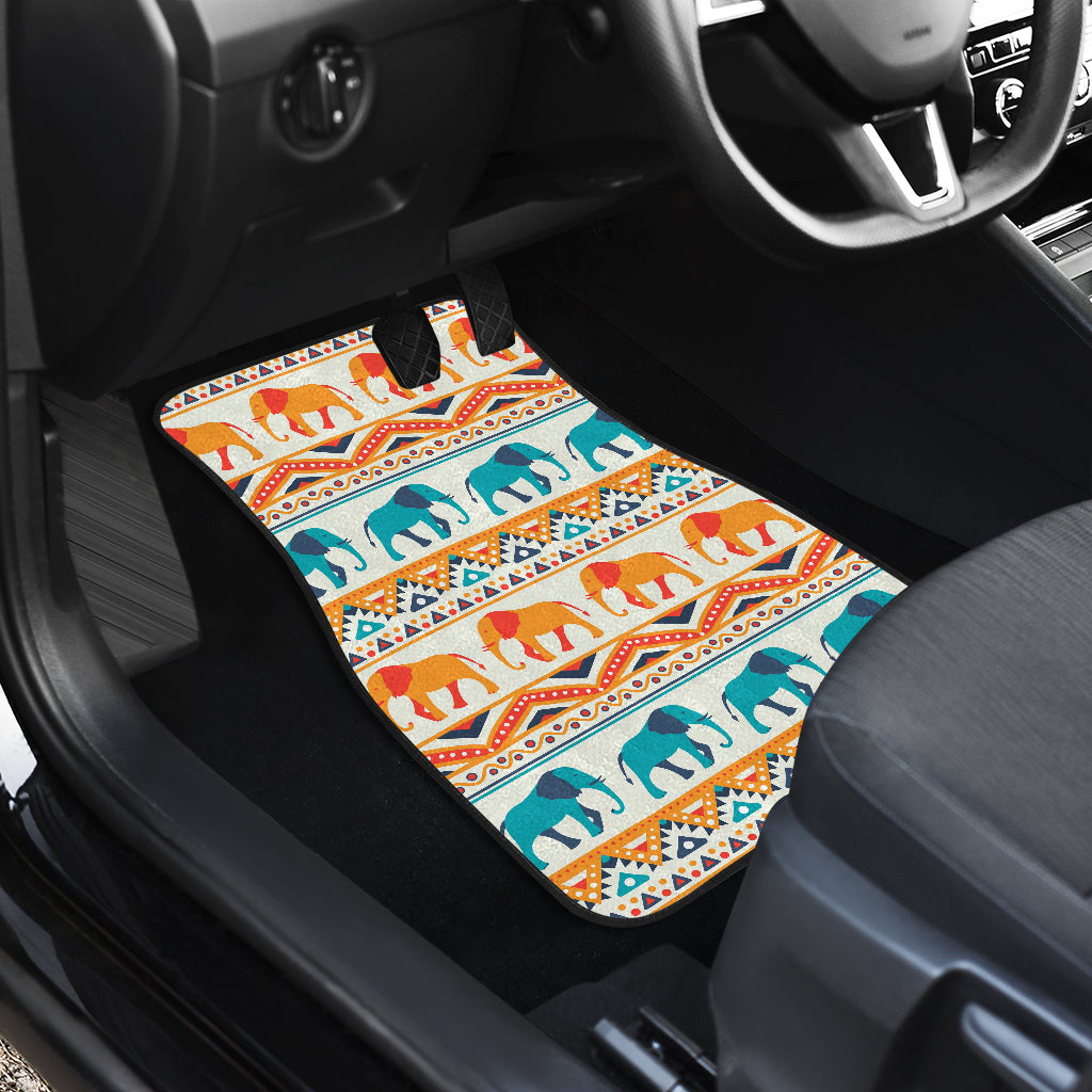 Elephant Aztec Ethnic Print Pattern Car Floor Mats Front Back