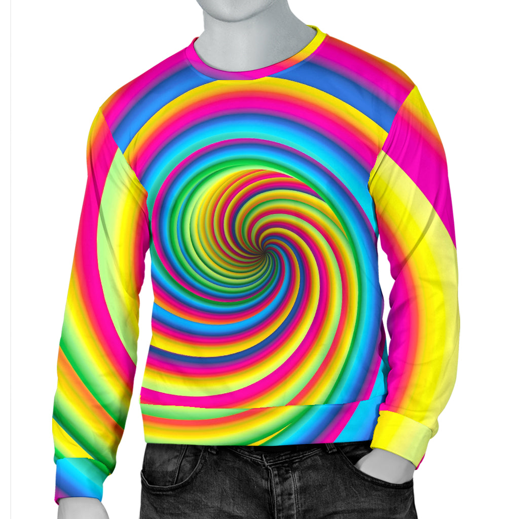 Vortex Twist Swirl Rainbow Design Men Long Sleeve Sweatshirt