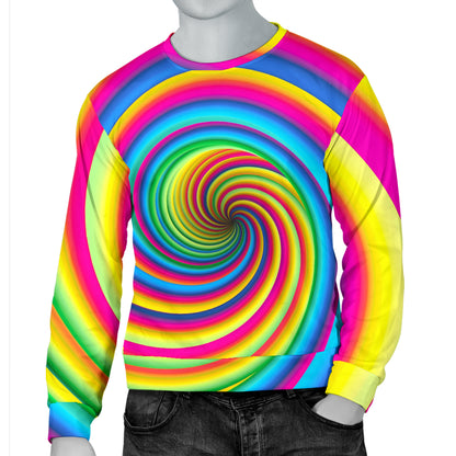 Vortex Twist Swirl Rainbow Design Men Long Sleeve Sweatshirt