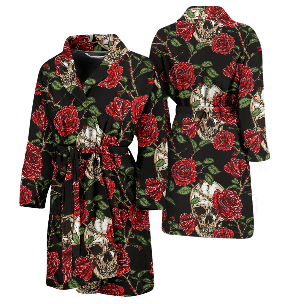 Skull And Roses Print Design LKS303 Men Bathrobe