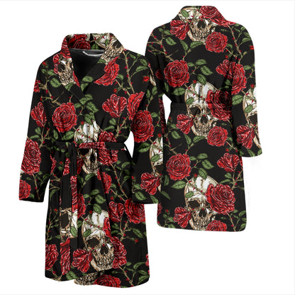Skull And Roses Print Design LKS303 Men Bathrobe