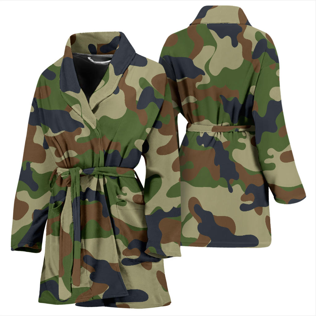 Army Camouflage Pattern Print Design 01 Women Bathrobe