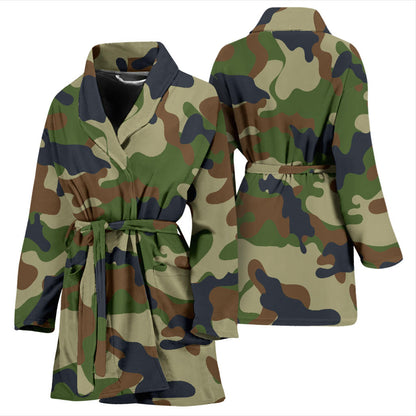 Army Camouflage Pattern Print Design 01 Women Bathrobe