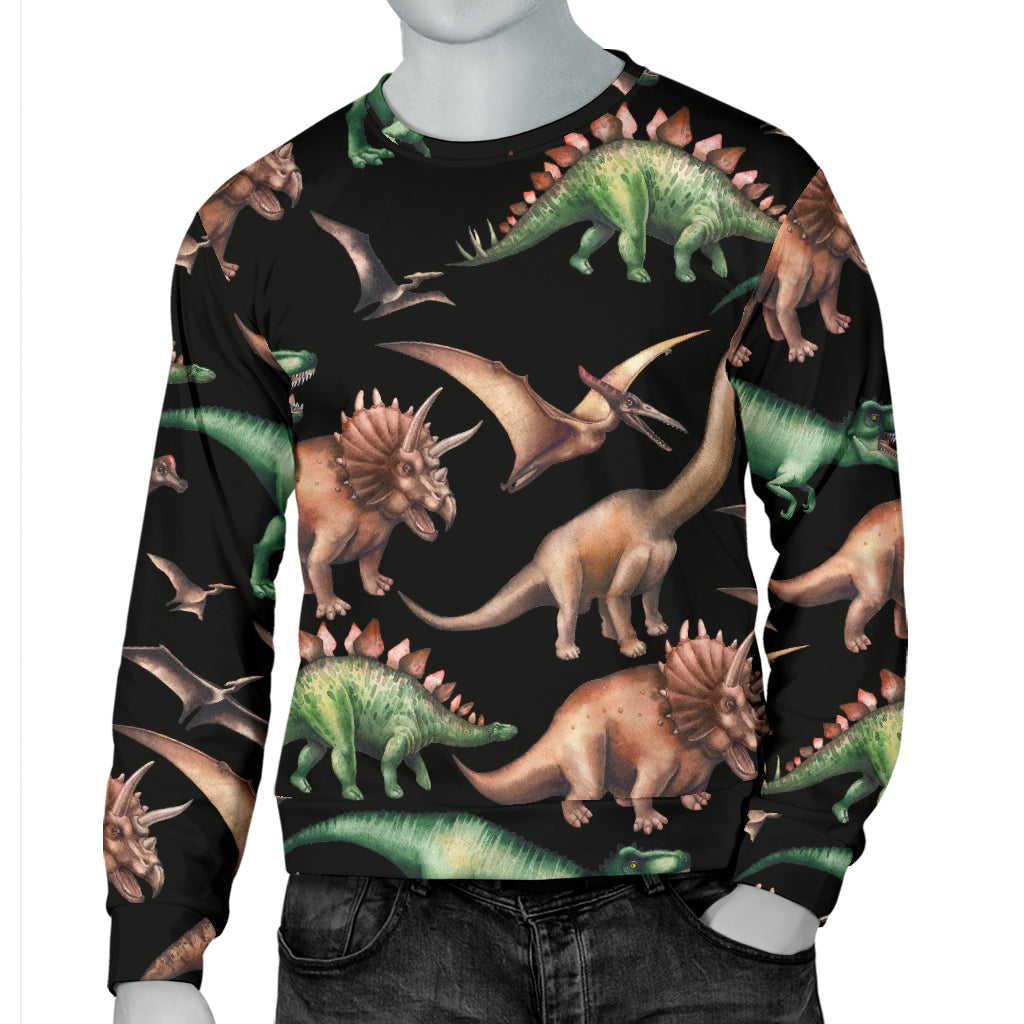 Dinosaur Print Pattern Men Long Sleeve Sweatshirt