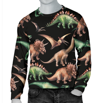 Dinosaur Print Pattern Men Long Sleeve Sweatshirt