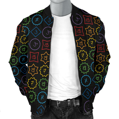 Chakra Colorful Symbol Pattern Men Bomber Jacket