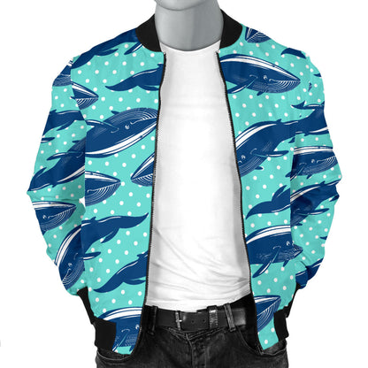 Whale Polka Dot Design Themed Print Men Bomber Jacket