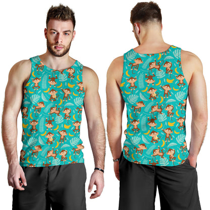 Monkey Happy Design Themed Print Men Tank Top