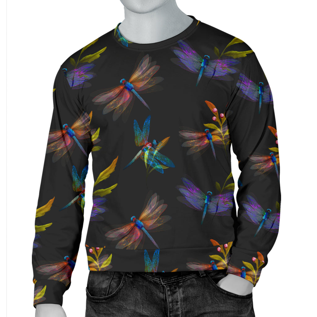 Dragonfly Colorful Realistic Print Men Long Sleeve Sweatshirt