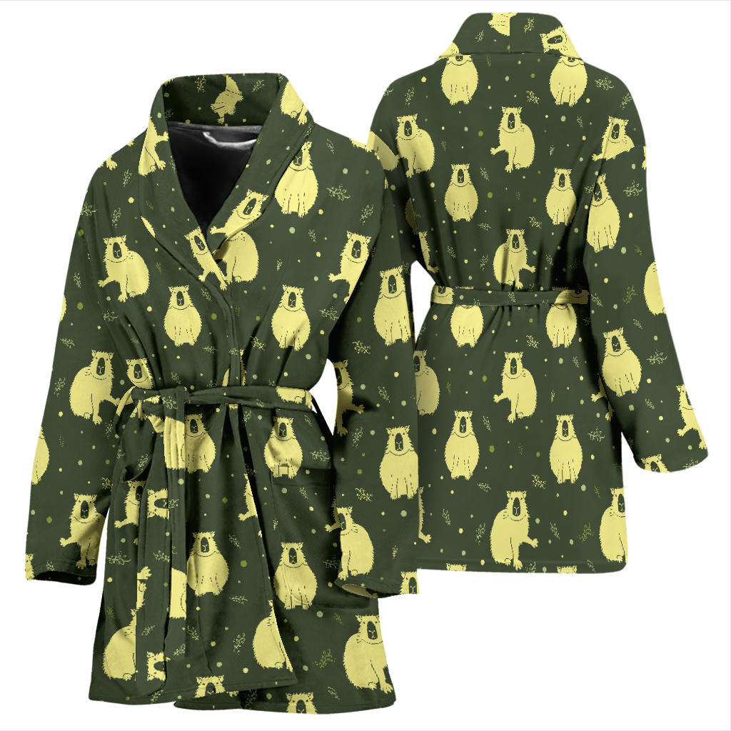 Capybara Pattern Print Design 03 Women Bathrobe