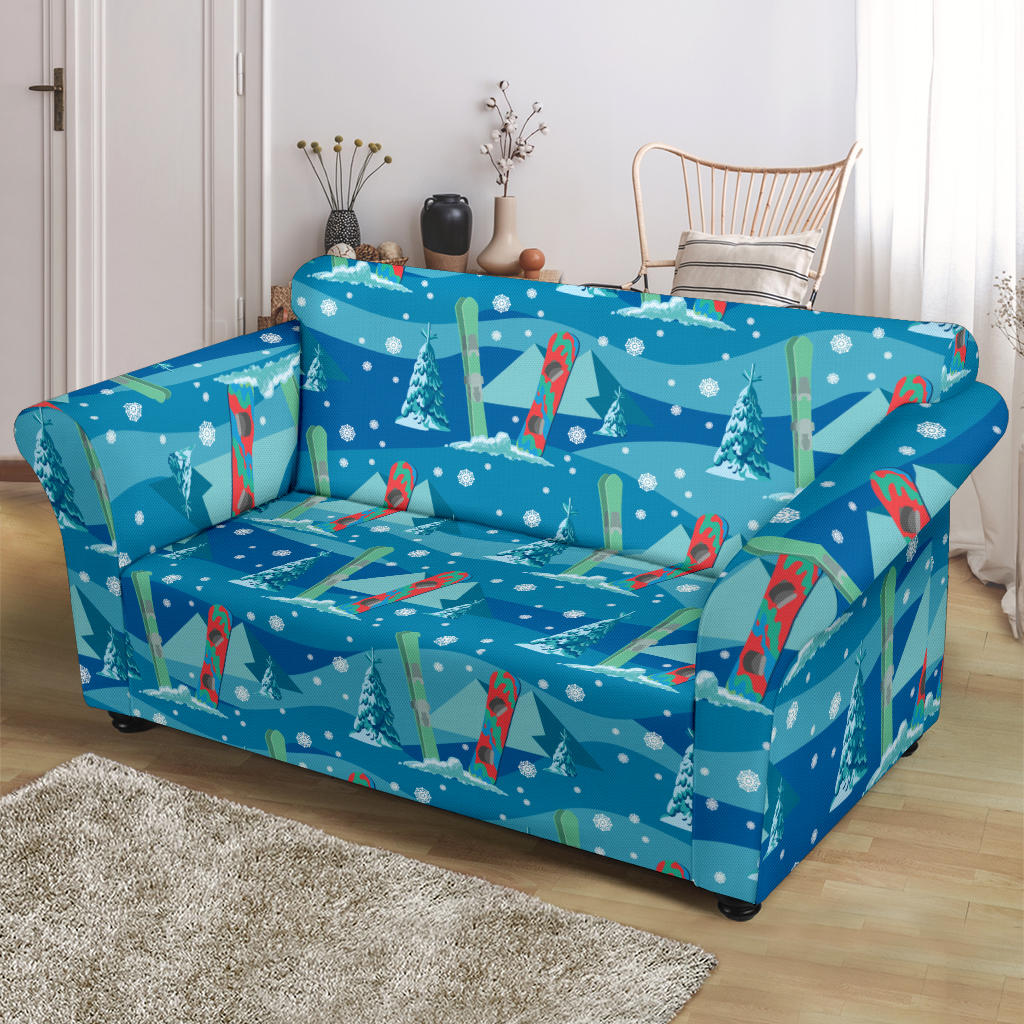 Snowboard Print Design LKS301 Loveseat Couch Slipcover