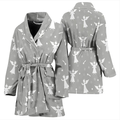 Angel Pattern Print Design 03 Women Bathrobe