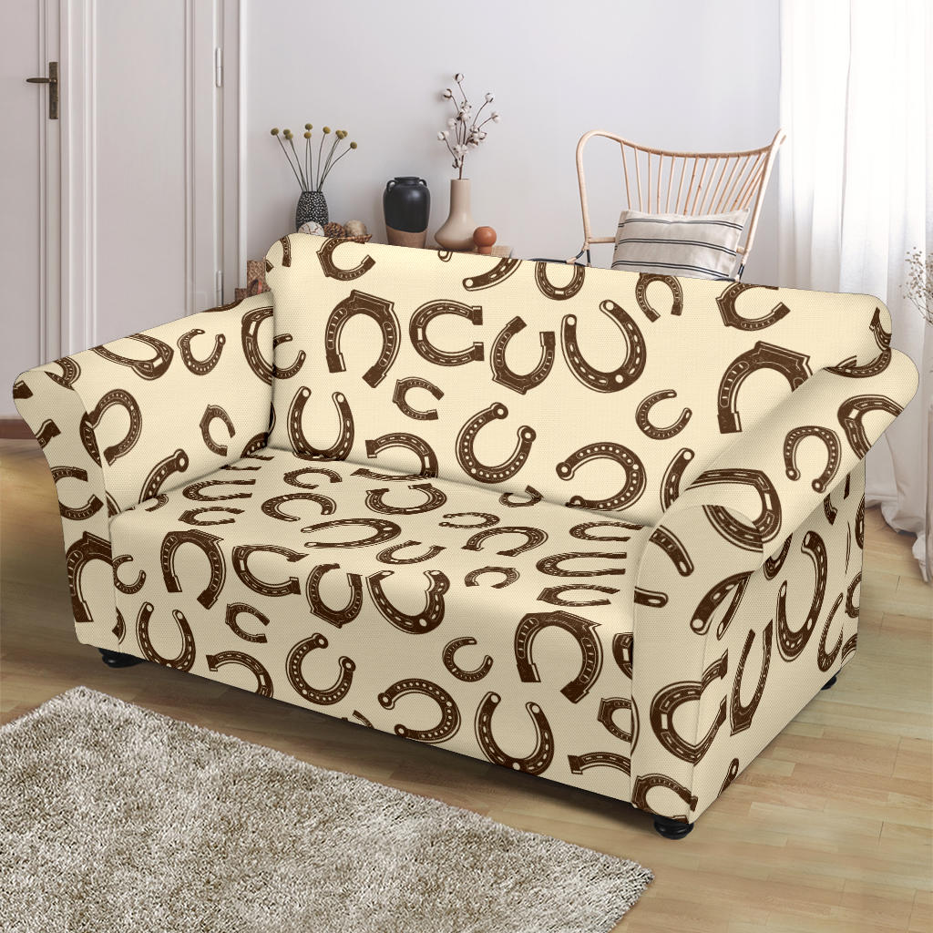 Horseshoe Print Design LKS302 Loveseat Couch Slipcover