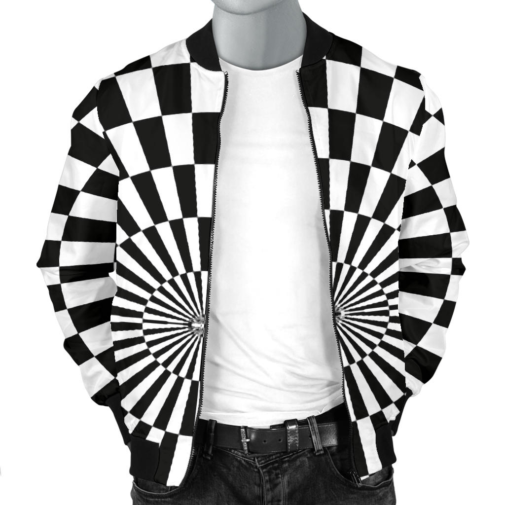 Checkered Flag Optical illusion Men Bomber Jacket