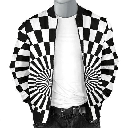 Checkered Flag Optical illusion Men Bomber Jacket