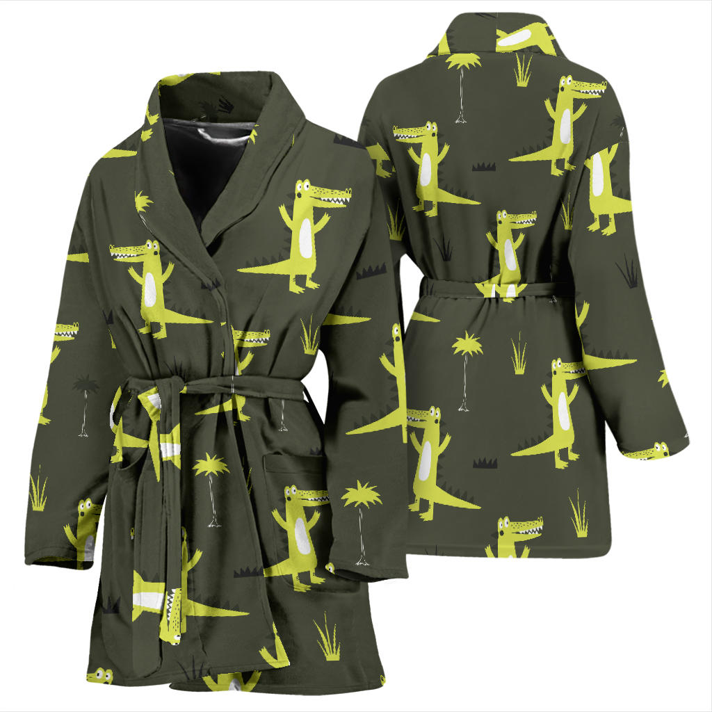 Alligator Pattern Print Design 05 Women Bathrobe