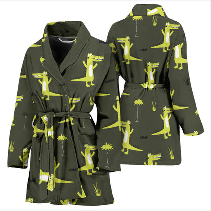Alligator Pattern Print Design 05 Women Bathrobe