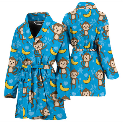 Monkey Pattern Print Design 05 Women Bathrobe