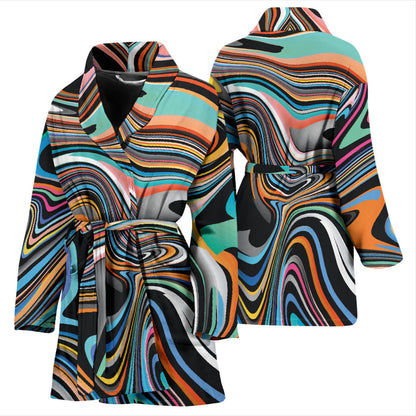 Liquid Pattern Print Design 02 Women Bathrobe