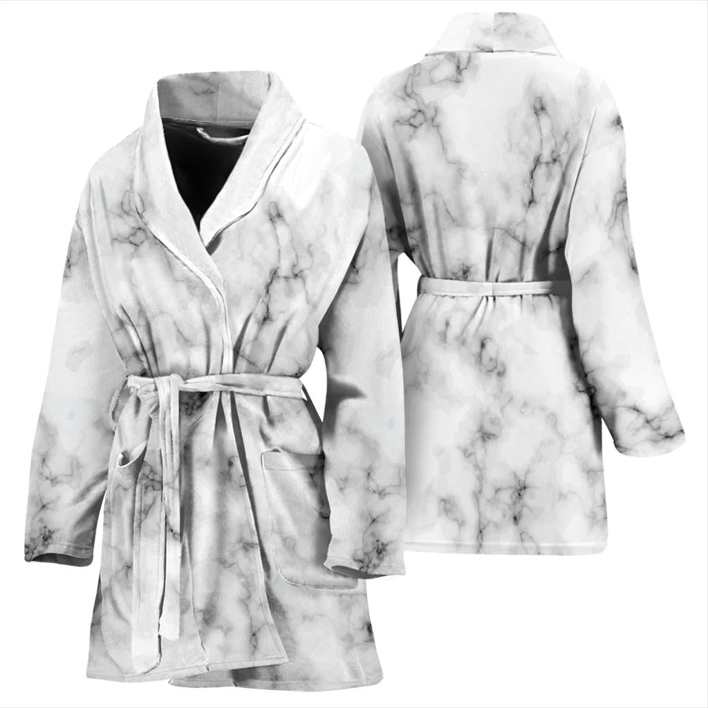 Marble Pattern Print Design 01 Women Bathrobe
