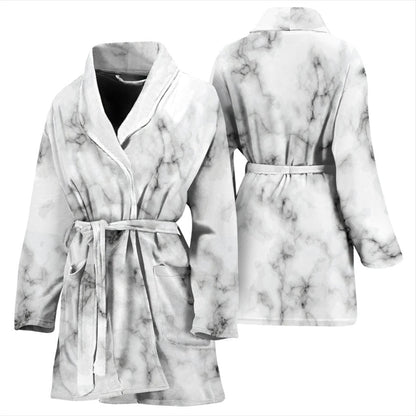 Marble Pattern Print Design 01 Women Bathrobe