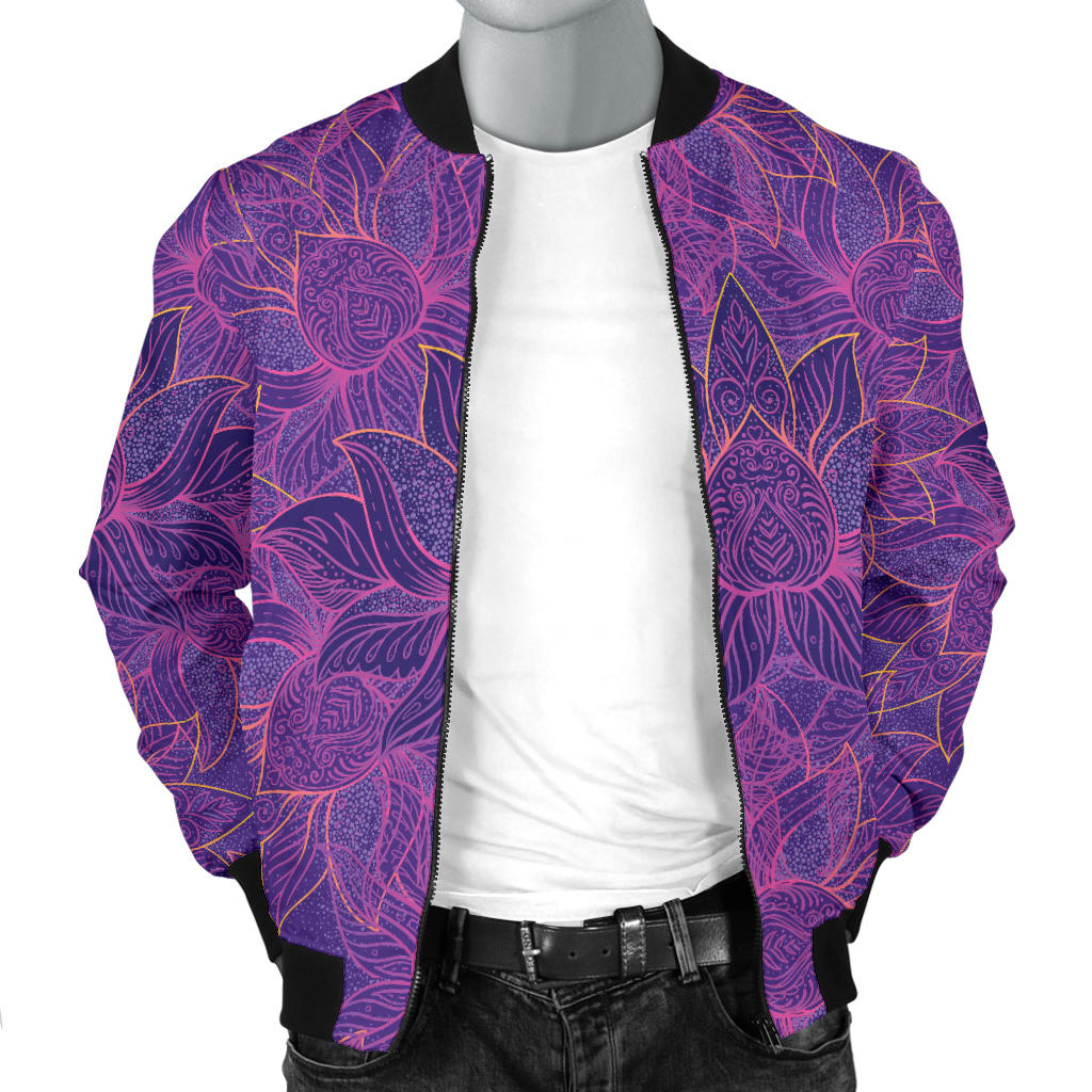 Bohemian Lotus Mandala Style Men Bomber Jacket