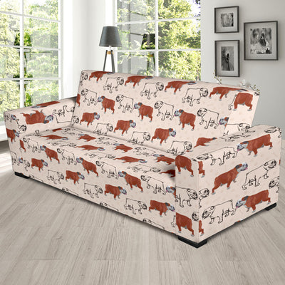 Bulldogs Pattern Print Design 04 Sofa Slipcover