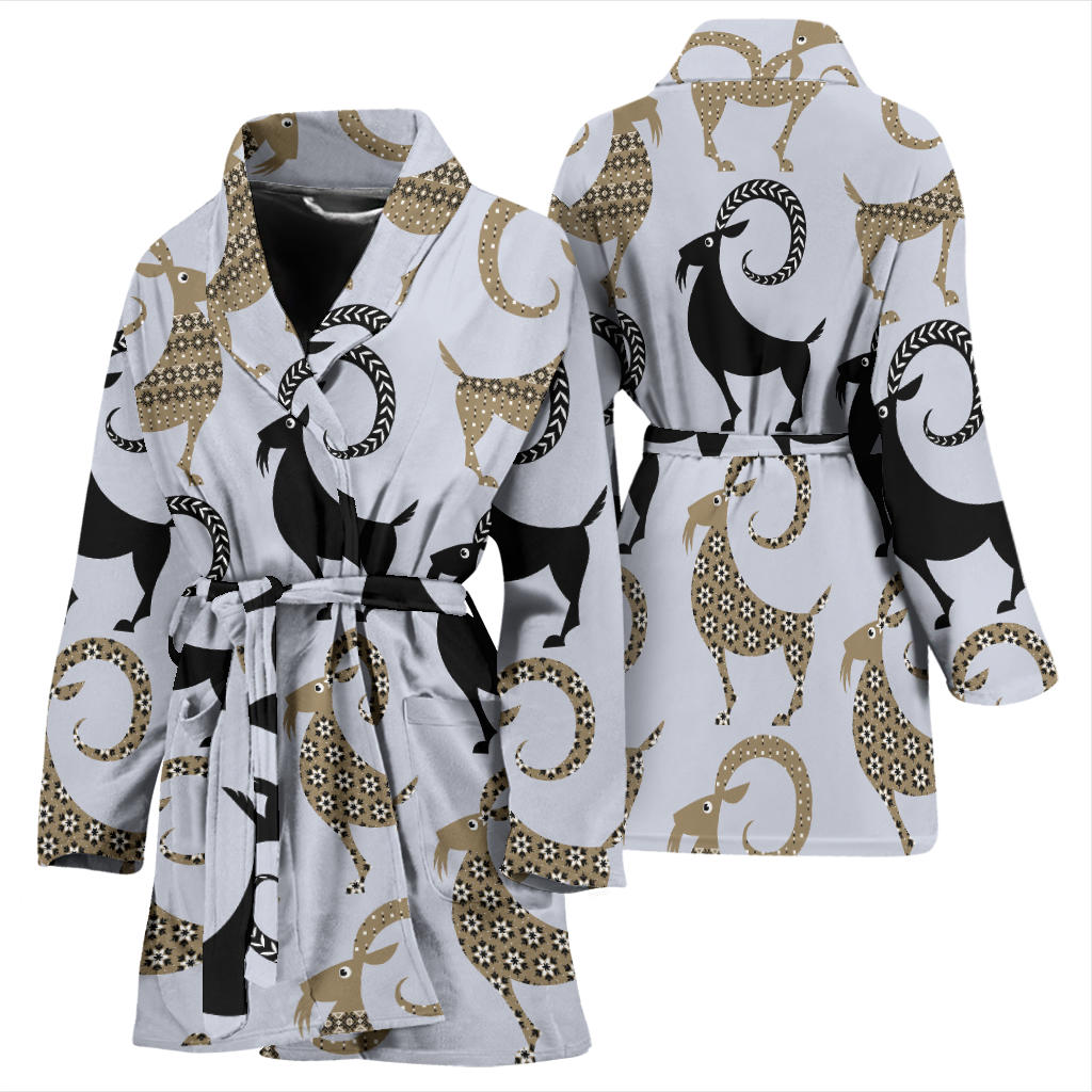 Goat Pattern Print Design 03 Women Bathrobe