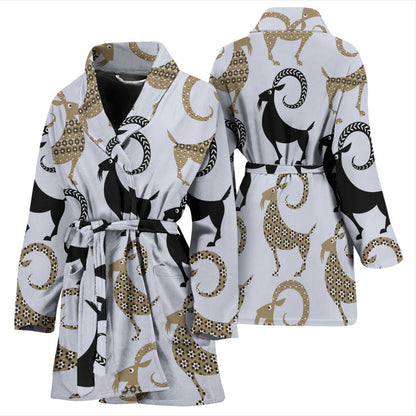 Goat Pattern Print Design 03 Women Bathrobe