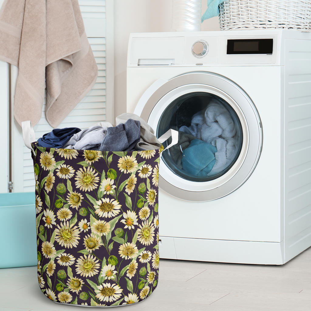 Daisy Vintage Print Pattern Laundry Basket