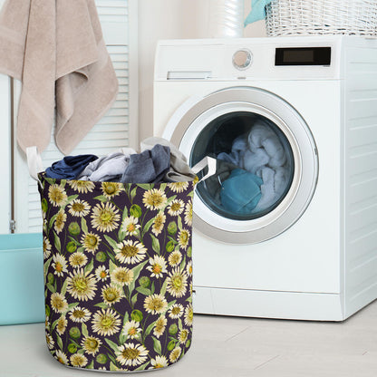 Daisy Vintage Print Pattern Laundry Basket